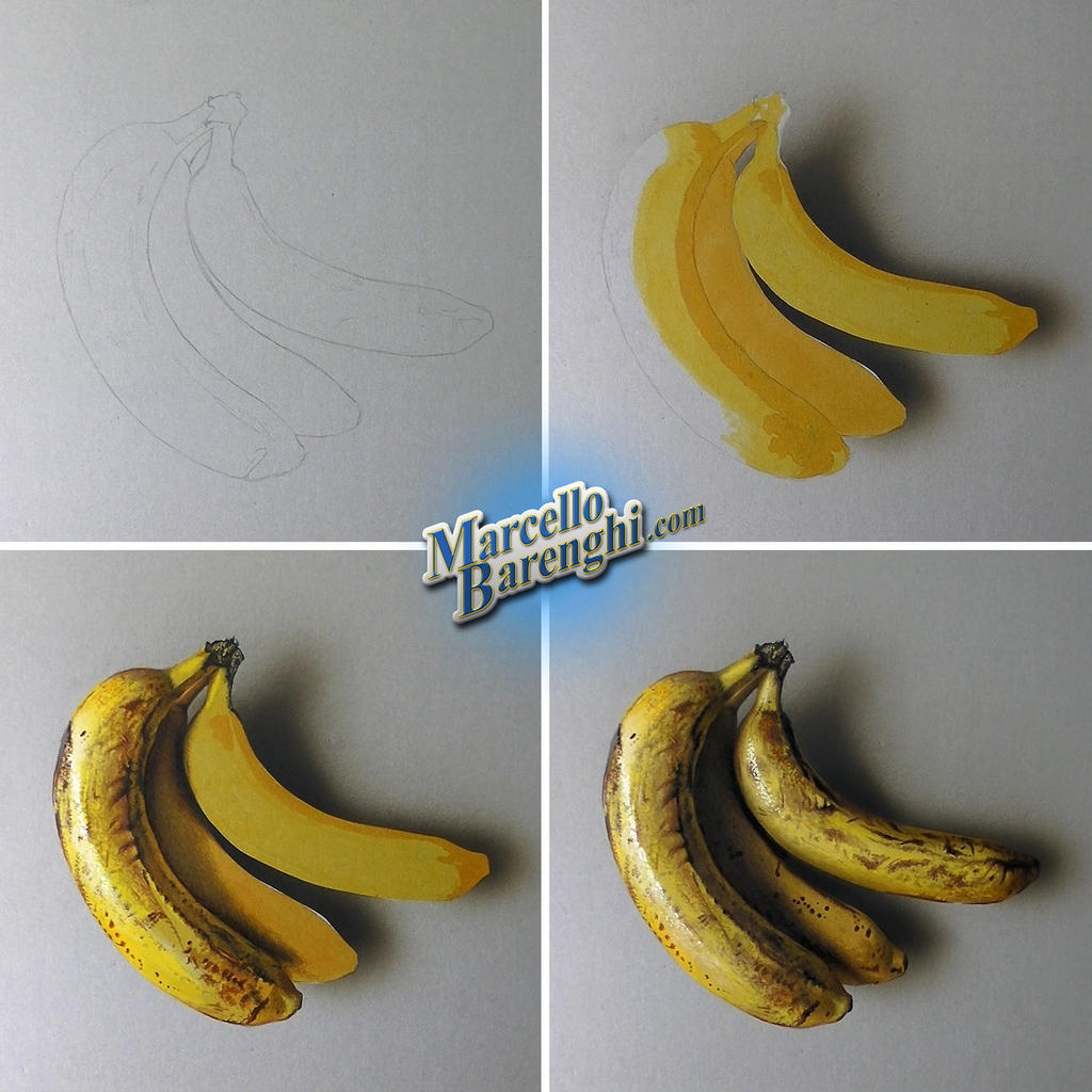 Drawing Bananas - step by step by marcellobarenghi