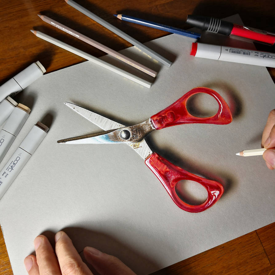 Drawing scissors by marcellobarenghi