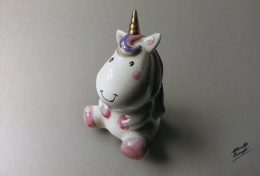 My drawing of a porcelain Unicorn - 3h 40m