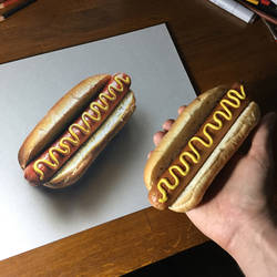 My drawing and the real hot dog