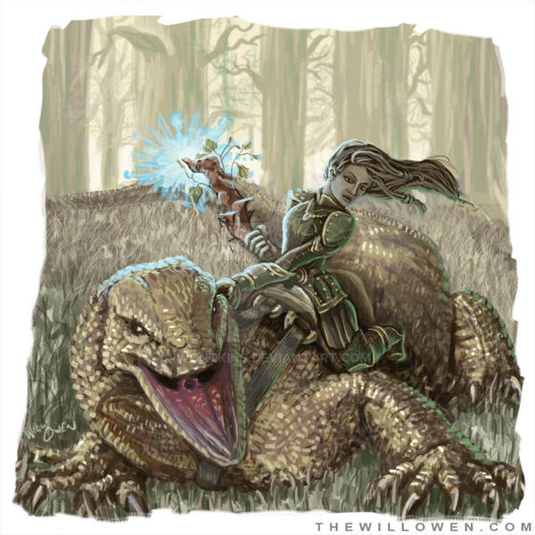 Druid Riding a Lizard