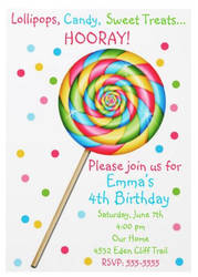 Sweet Shop Lollipop Birthday Invitations