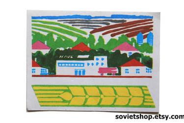 Soviet print Countryside decoration USSR 1980