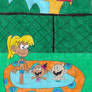 Susan, Tommy and Connie in the kiddie pool 