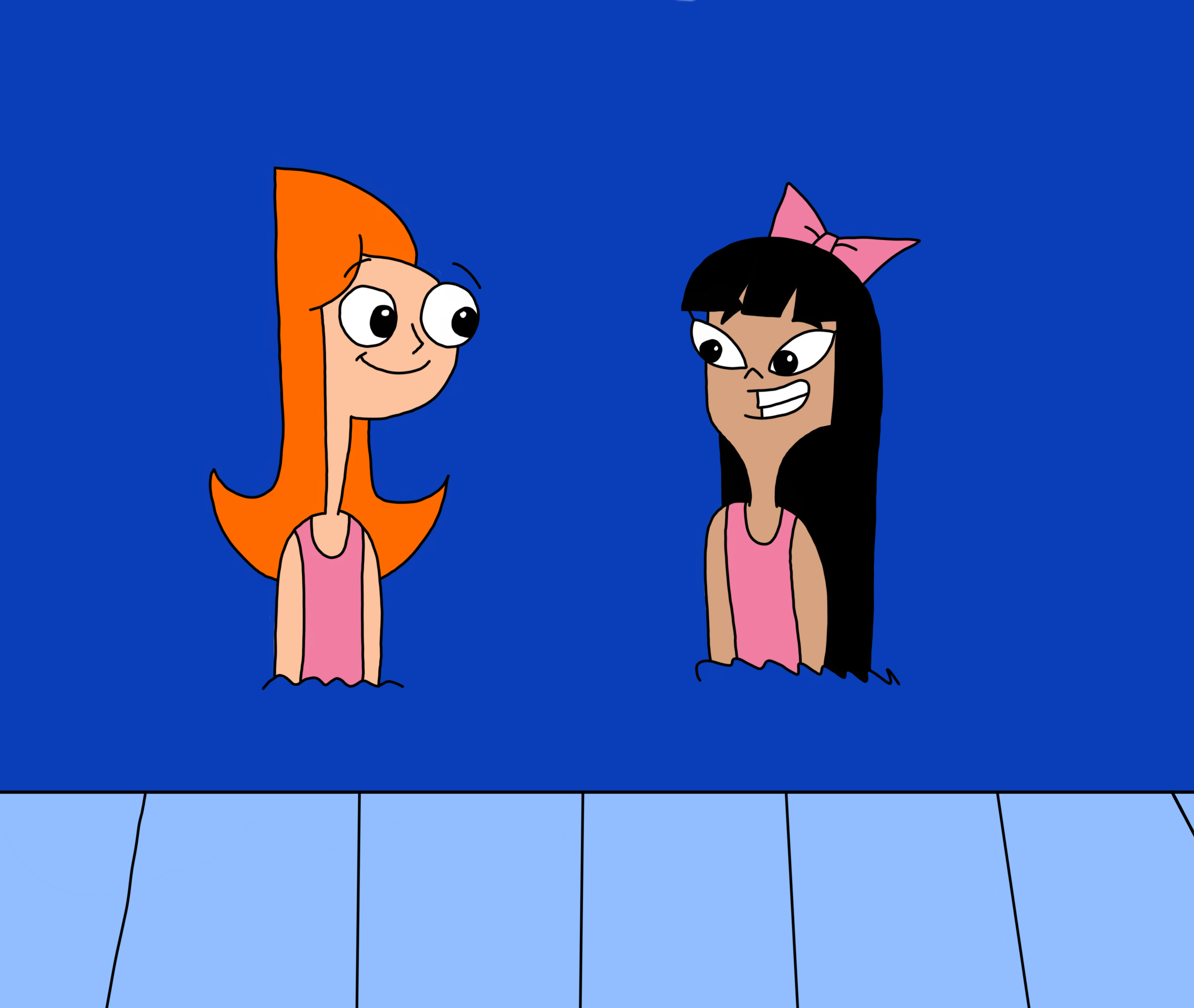 Candace and Stacy swimming in the pool by matiriani1999 on DeviantArt