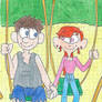 Bruce and Trish playing swings in park 
