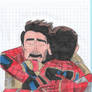 Iron Man hugging Spider-Man 