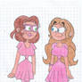 Emily and Marline wearing pink dress
