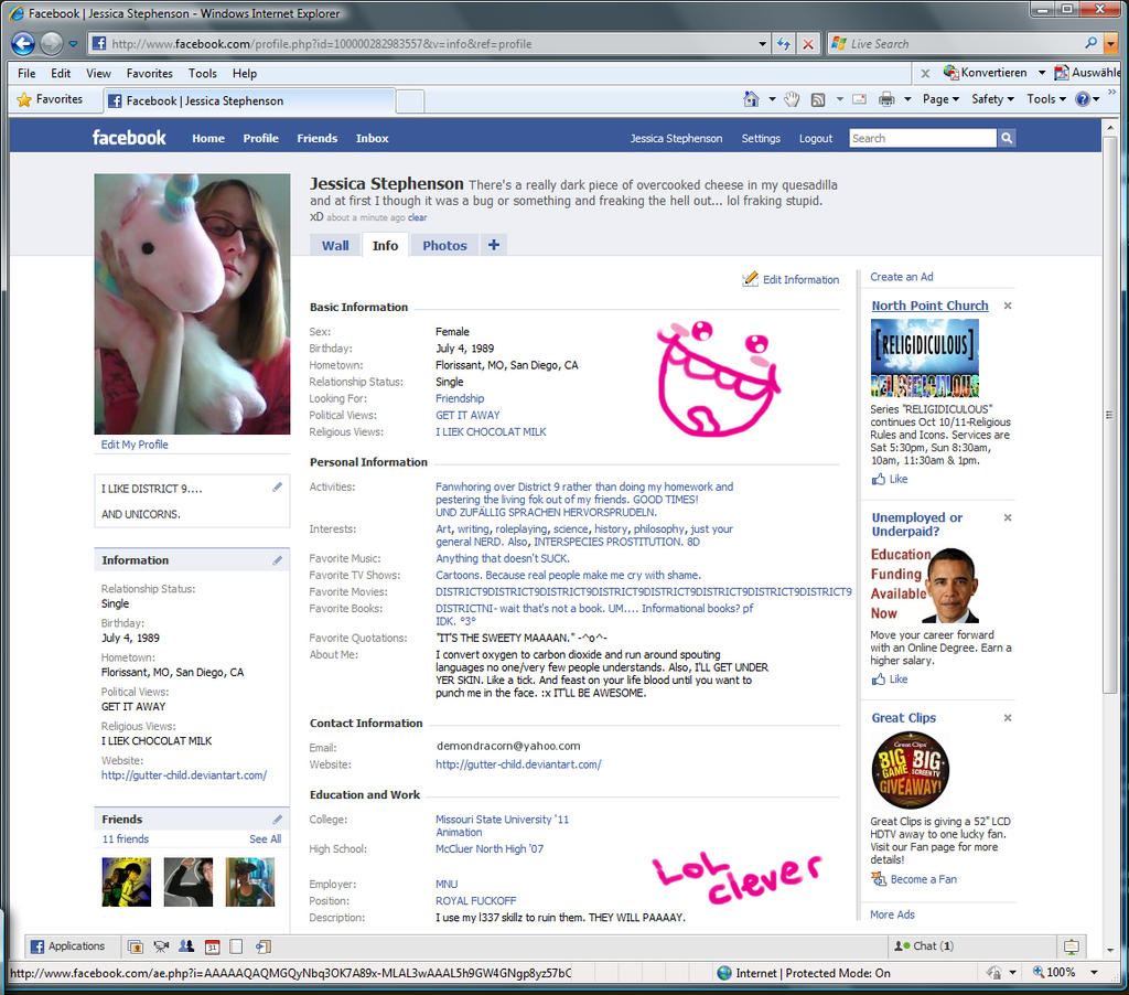 My facebook profile pwns yours