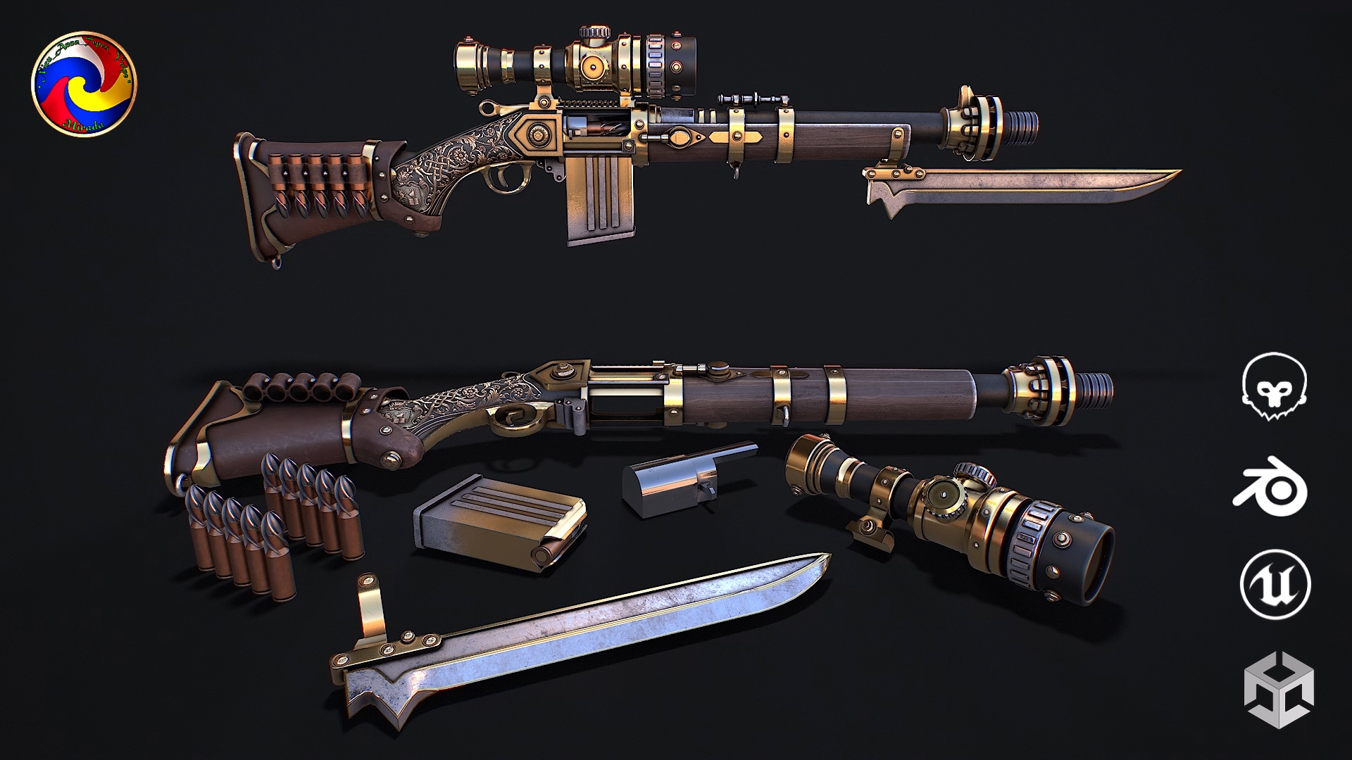 Fantasy Rifles Deviantart Fantasy Rifle 2 Game Ready Asset by NicuTepesVulpe on DeviantArt