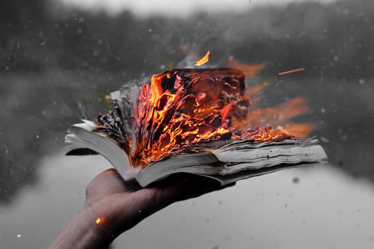 The burning of the Holy book on the black lake