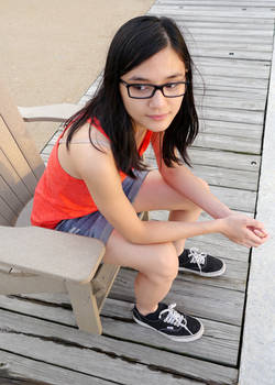 Van sitting on a chair on the pier