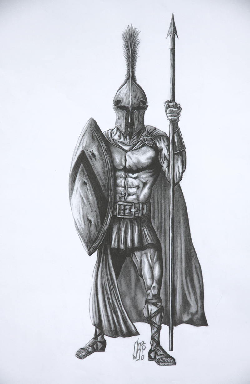 How To Draw An Ancient Greek Warrior ( Hoplite ) - Improveyourdrawings.com | Warrior Drawing, Greek Drawing, Roman Drawings