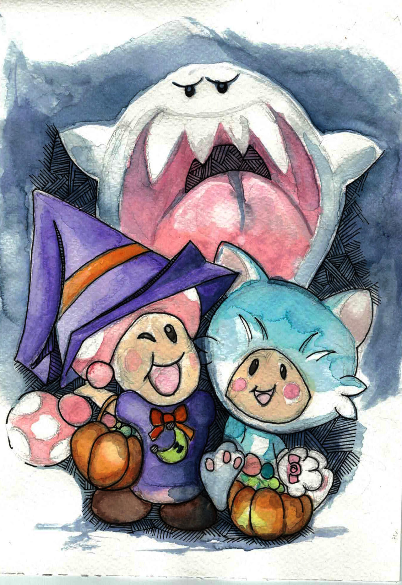 Toad and Toadet and King boo by MosheSch on DeviantArt