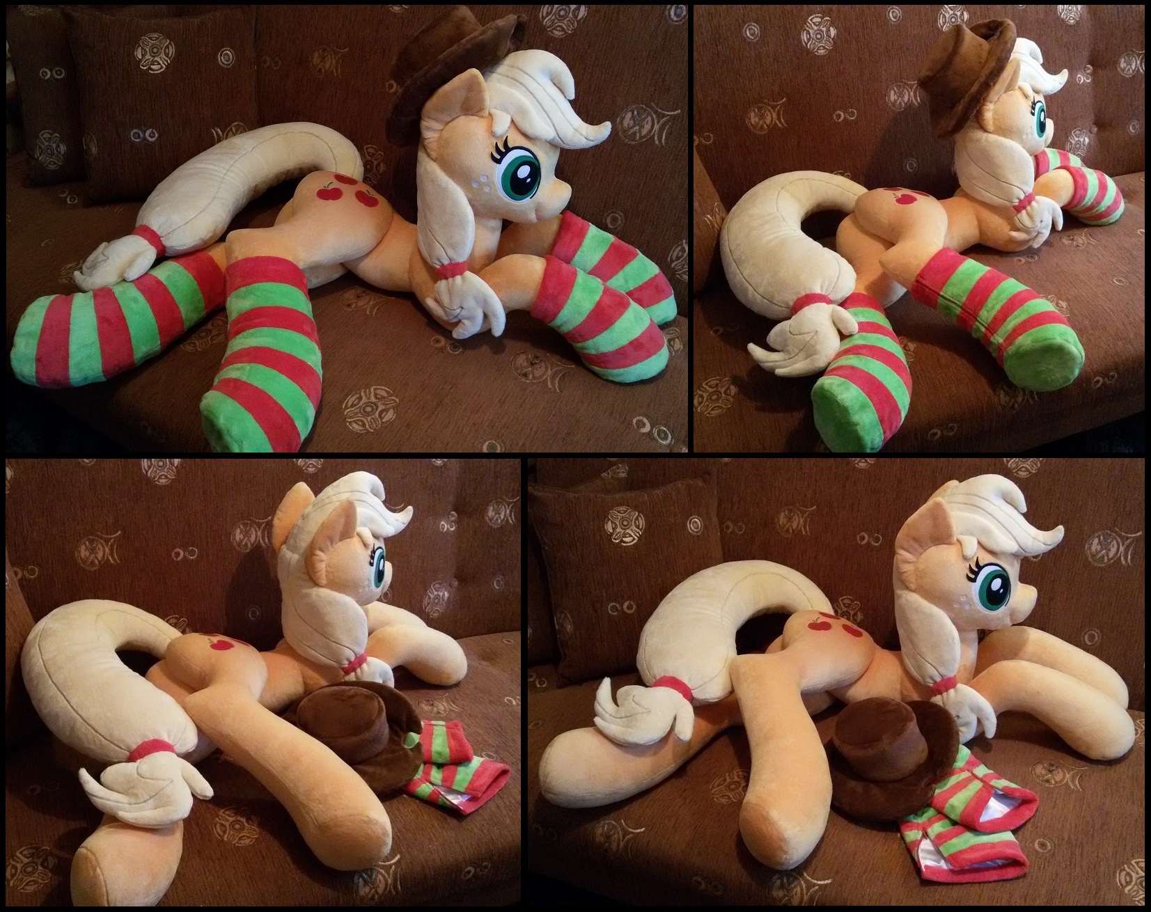 Lifesize Applejack laying plush with socks