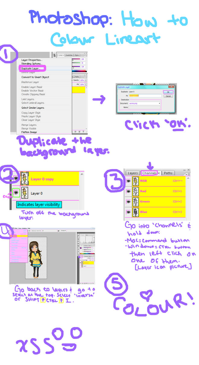 How to Colour Lineart on Photoshop - Tutorial by PastelLights on DeviantArt