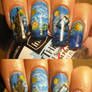 Starry TARDIS nail art