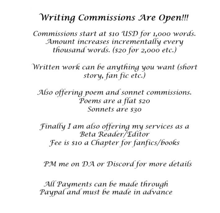 Writing Commission Annoucement by ChampionElCid on DeviantArt