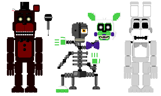 Fnaf6 FFPS Animatronics 8-bit by 133alexander on DeviantArt