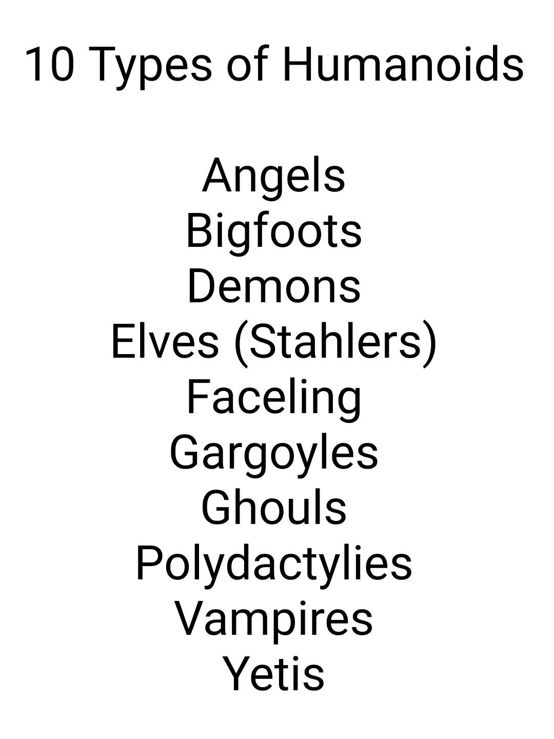 10 Types of Humanoids by GryphonWorldwide on DeviantArt