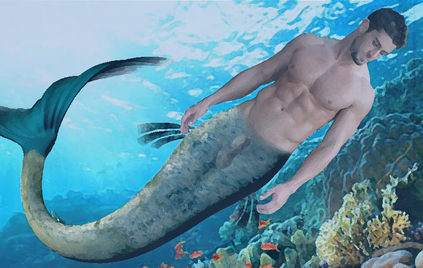 Merman underwater