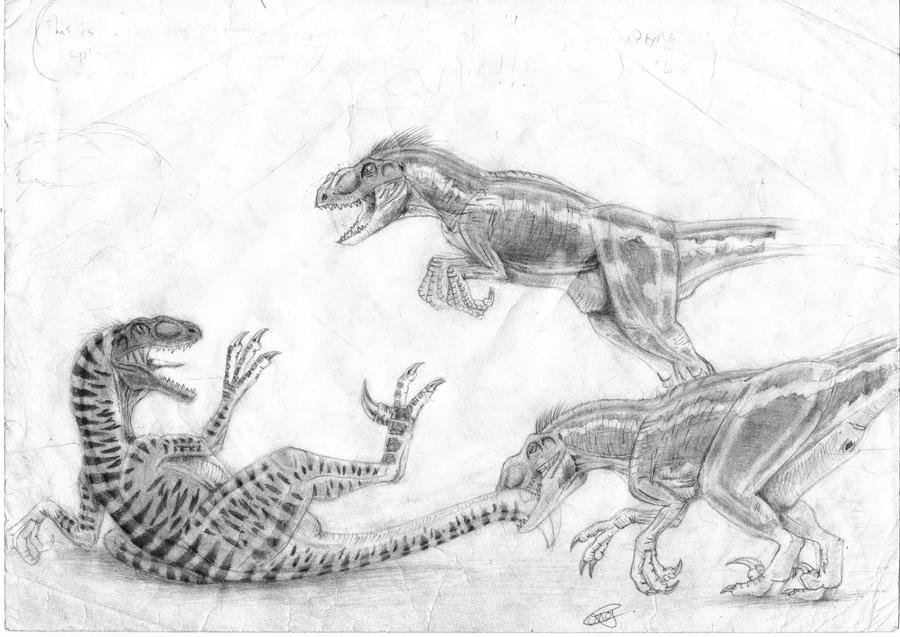 talon vs two sorna raptors by ebelesaurus on DeviantArt