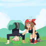 Drew headstand and May pointing laugh