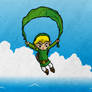 Link gliding with Deku Leaf