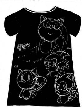 camisa bocetos sonic negra