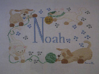 'Noah' Baby Name Cross Stitch