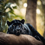 Black jaguar sleeping