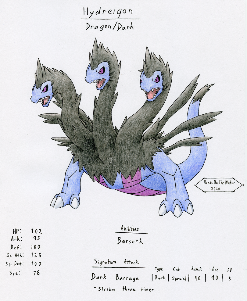 Hydreigon Redesign by HandsOnTheWater on DeviantArt