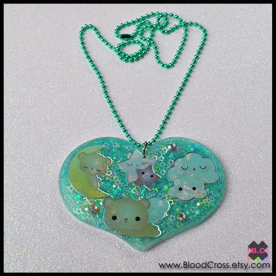 Sleepy Bears Resin Necklace