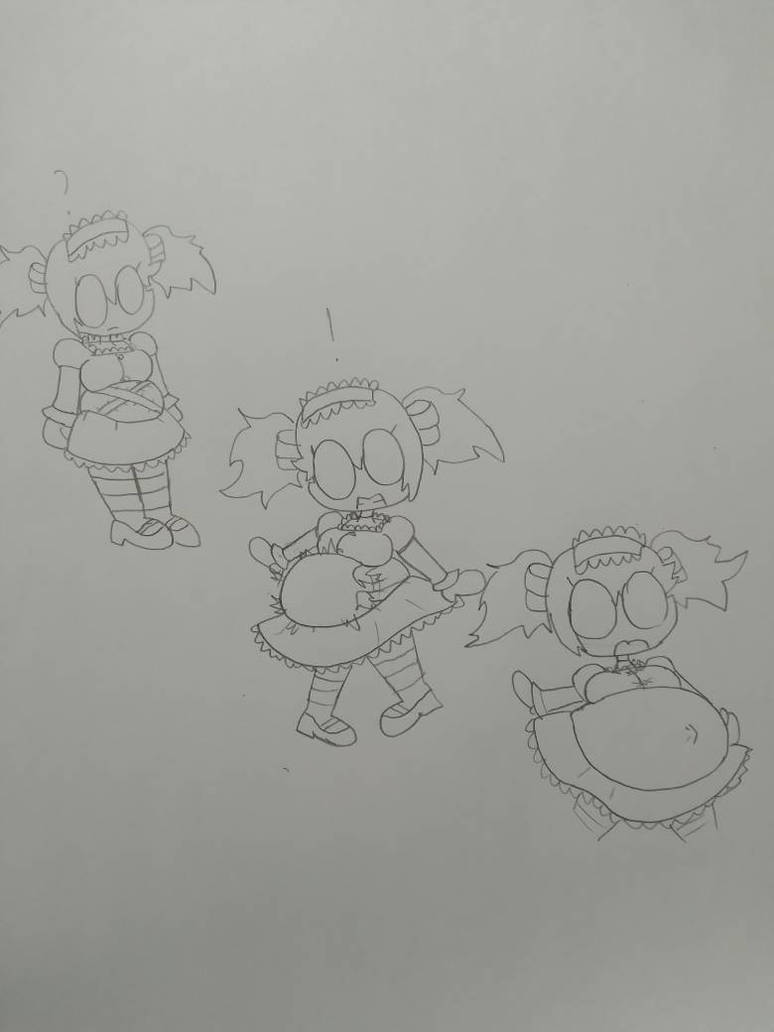 Slayer Inflation Uryuu Belly Inflation Sketches by ParallaxTheDarkOne on DeviantArt