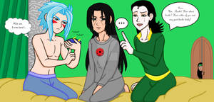 Loki, seth and itachi sleep over