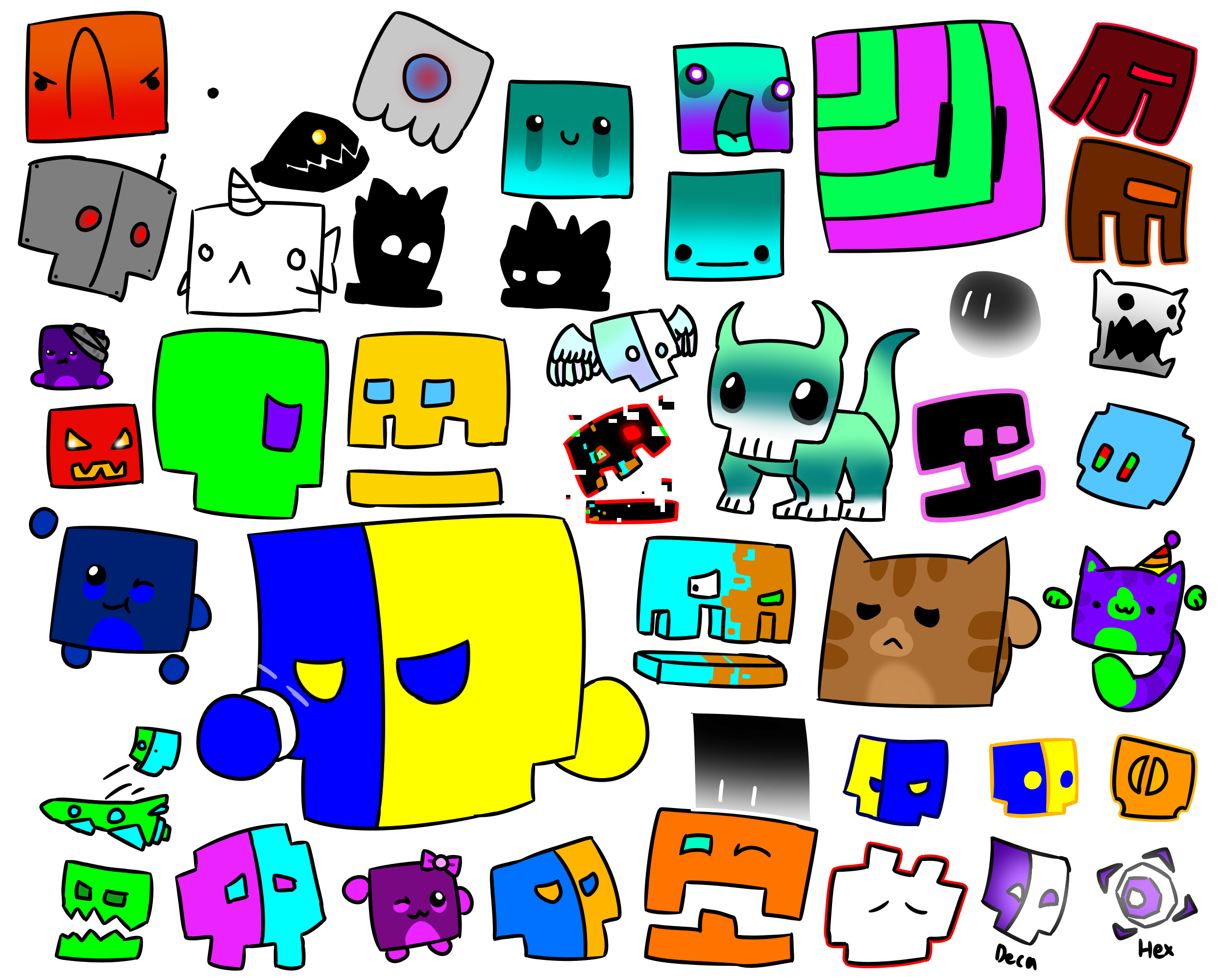 Gd Characters All of My Geometry Dash Characters. by Jarvis555TheWolf on DeviantArt