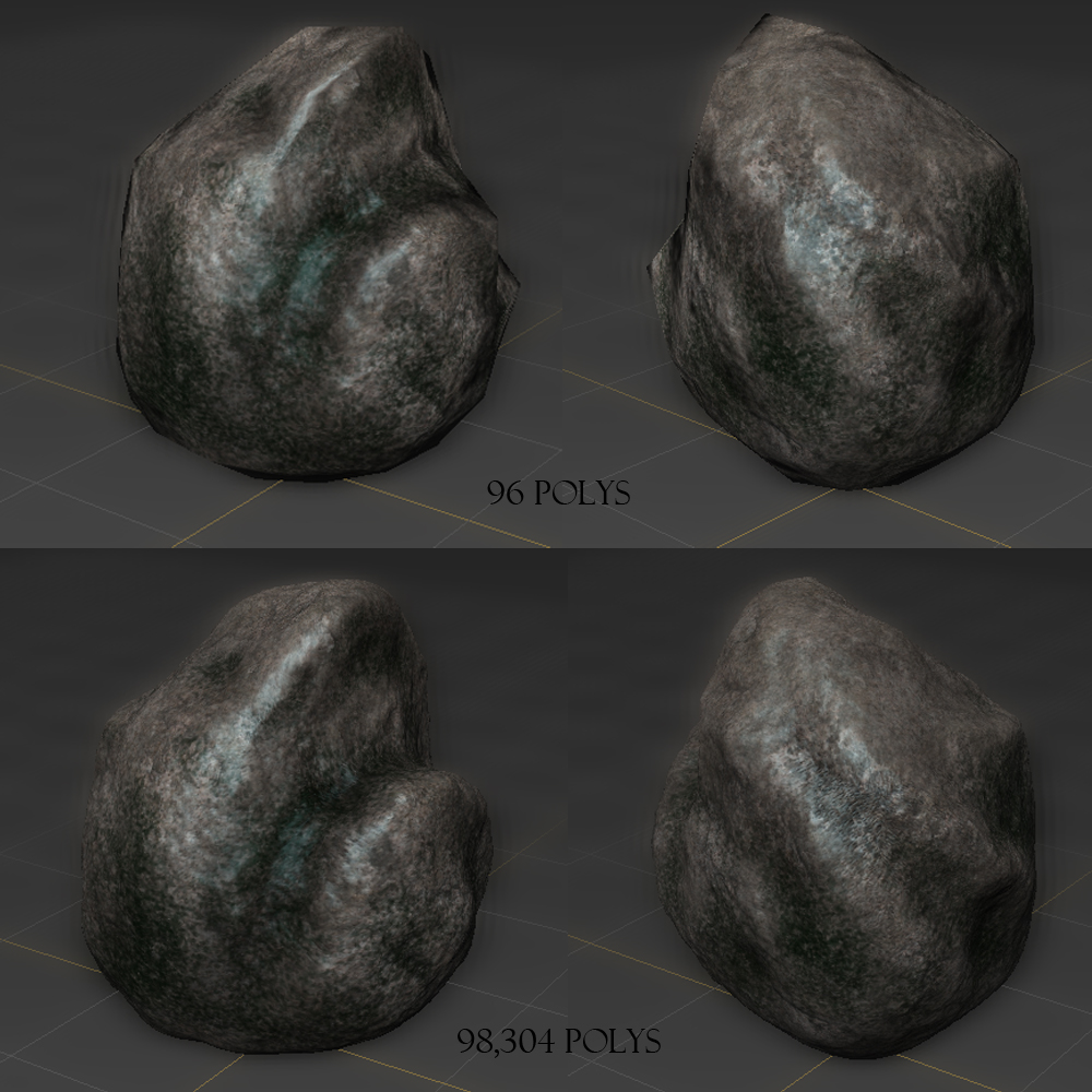 Stone model poly comparisson by 1HLJ6 on DeviantArt