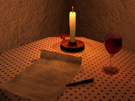 Writing by candlelight