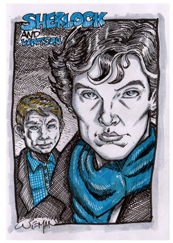 Blue and Yellow Sketchbook - Sherlock and Watson