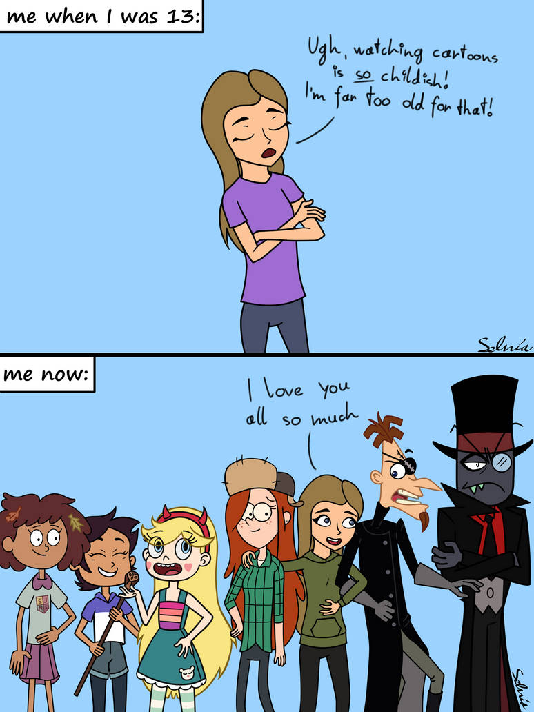 me with cartoons - then vs now by LieutenantSelnia on DeviantArt