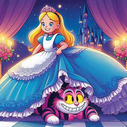 Cheshire Cat under Alice's Dress