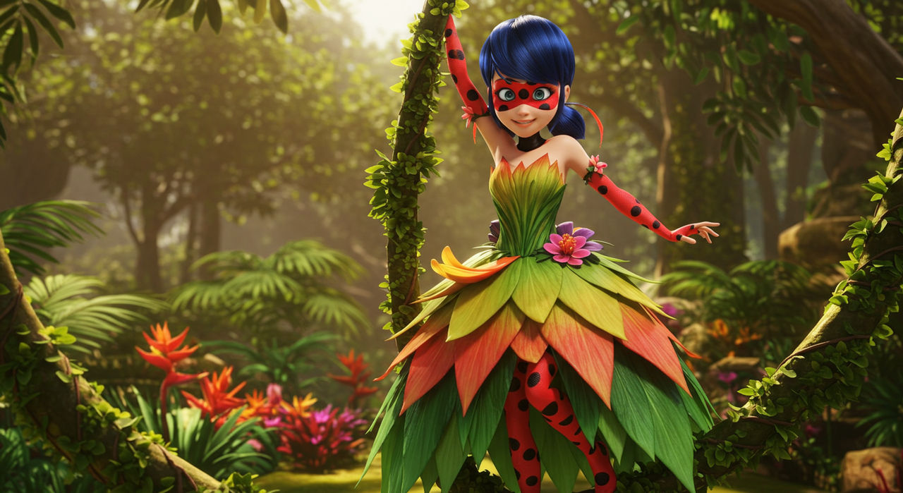 Miraculous Ladybug In Jungle Dress Hanging On A Vi by zachlea on DeviantArt