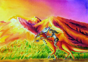 Sunset Ride Watercolour