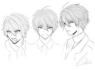 Anime guy expression sketches