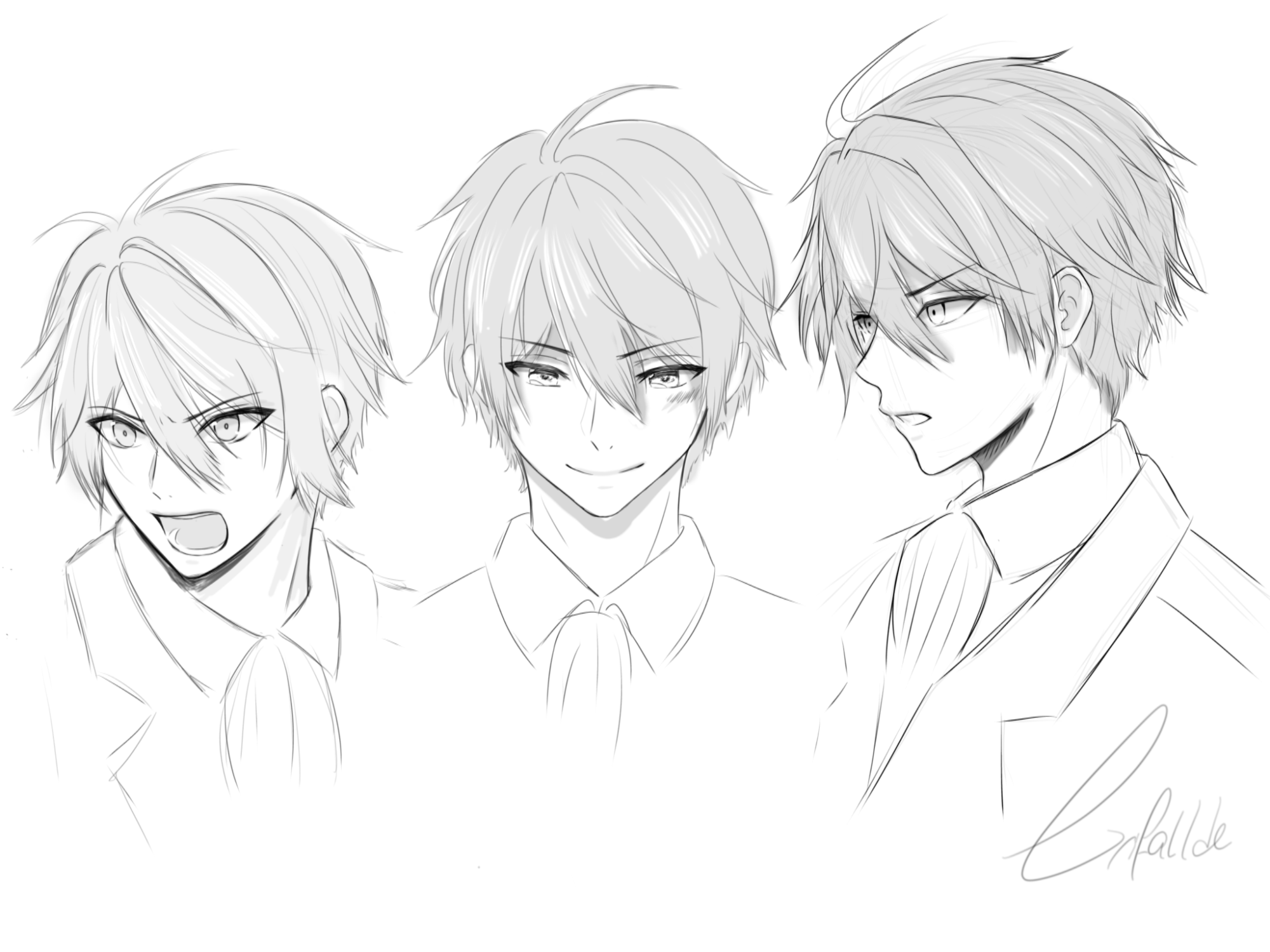 Anime guy expression sketches by Grifallde on DeviantArt Anime guy expression sketches by Grifallde on DeviantArt