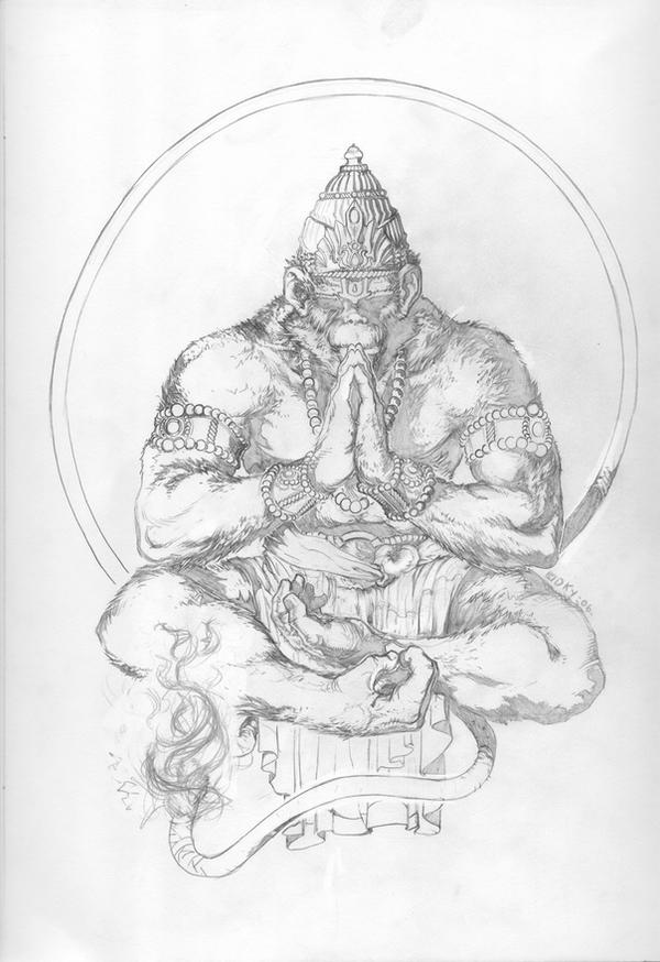 Hanuman Drawing With Pencil