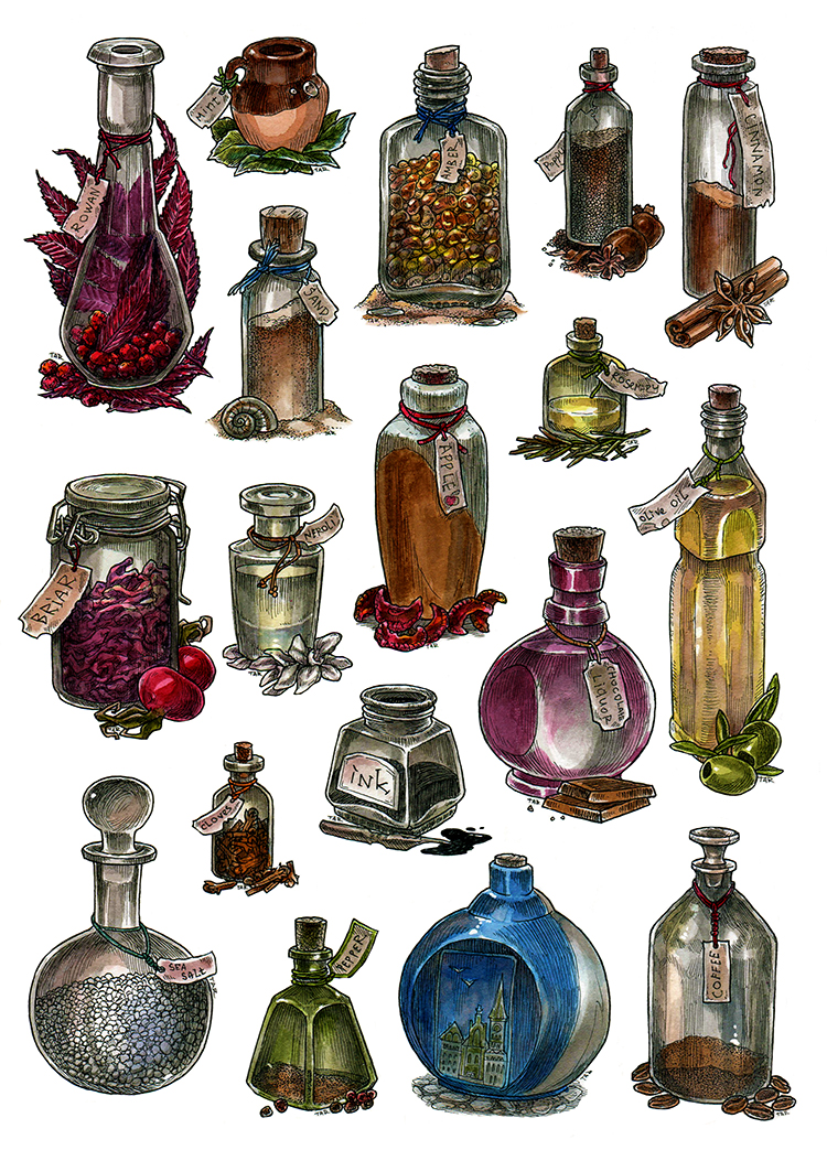 Bottles - watercolor