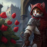 Advisor Cat in Monks Hood holding Sword