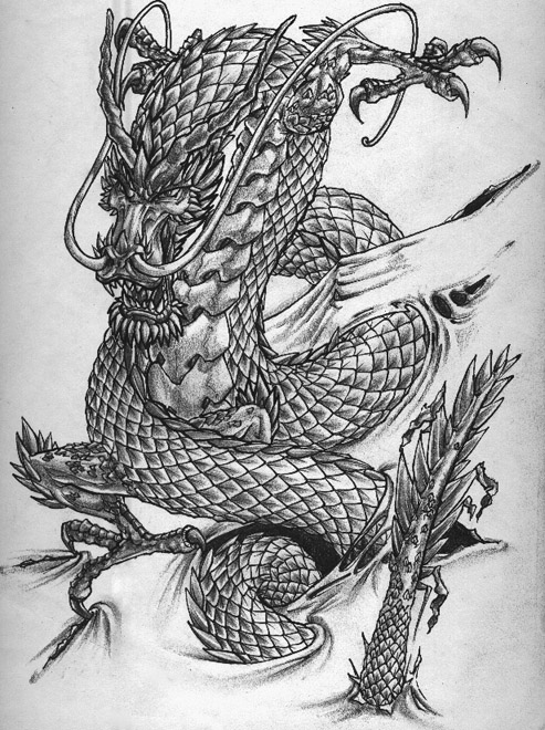 Chinese dragon tattoo design