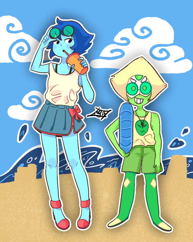 Lapis and Peridot at the Beach